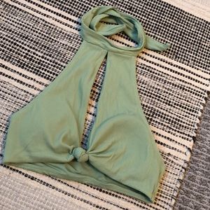 NWT high neck halter ribbed bikini top